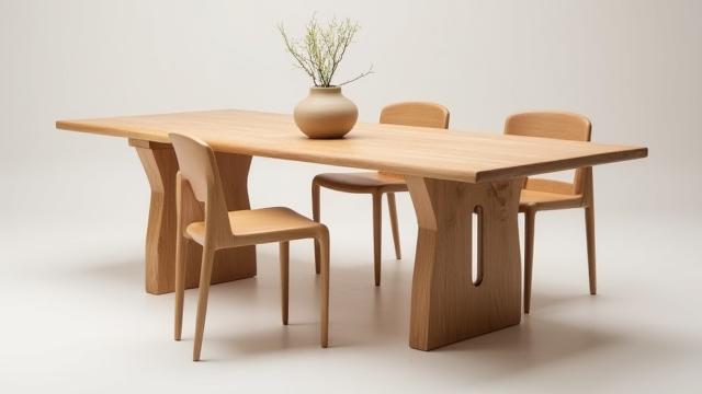 Unikt designet spisebord i solid eik med moderne preg.